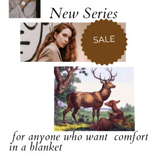 Herten familie  bos fleece deken