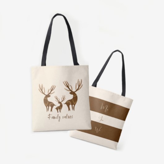 Herten familie tote bag