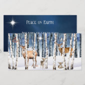 Herten Familie Winter Bossen Kerst Kaart (Voorkant / Achterkant)