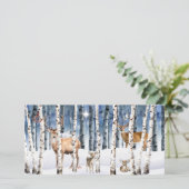 Herten Familie Winter Bossen Kerst Kaart (Staand voorkant)