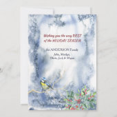 Herten Fawn, bessen en vogel Moderne kerst Kaart (Achterkant)