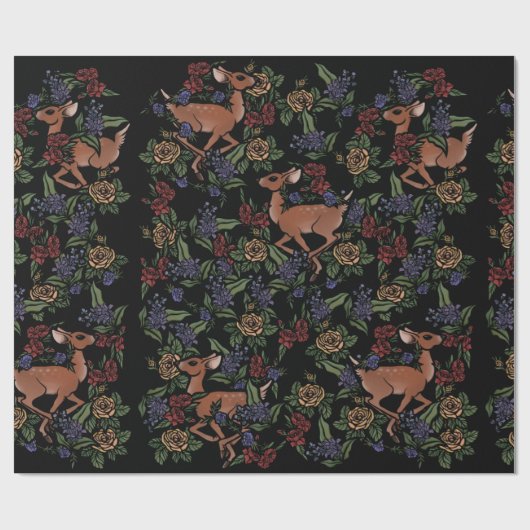 Herten Fawn bloemmotief Cadeaupapier (Vlak)