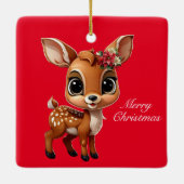 Herten, Fawn, Doe 🦌 🎄 Schattige Vrolijk Kerstfee Keramisch Ornament (Achterkant)