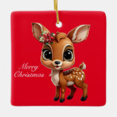 Herten, Fawn, Doe 🦌 🎄 Schattige Vrolijk Kerstfee Keramisch Ornament (Voorkant)