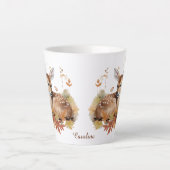 Herten Fawn in herfstbladeren Latte Mok (Voorkant)