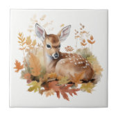 Herten Fawn in herfstbladeren Tegeltje (Voorkant)