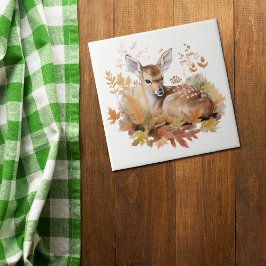 Herten Fawn in herfstbladeren Tegeltje