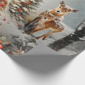 Herten Fawn Kerk Klok Kerstmis Cadeaupapier (Hoek)