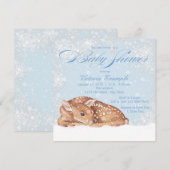 Herten Fawn Snowflake Boy Baby Shower Uitnodiginge Kaart (Voorkant / Achterkant)