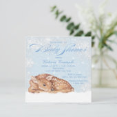 Herten Fawn Snowflake Boy Baby Shower Uitnodiginge Kaart (Staand voorkant)