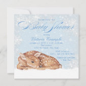 Herten Fawn Snowflake Boy Baby Shower Uitnodiginge Kaart (Voorkant)