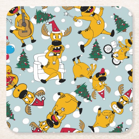 Herten feestelijk: Kerstmis patroon ontwerp Kartonnen Onderzetters (Voorkant)