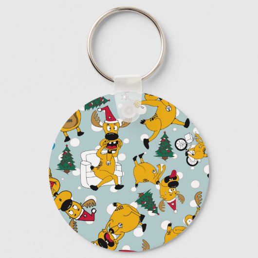 Herten feestelijk: Kerstmis patroon ontwerp Sleutelhanger (Voorkant)