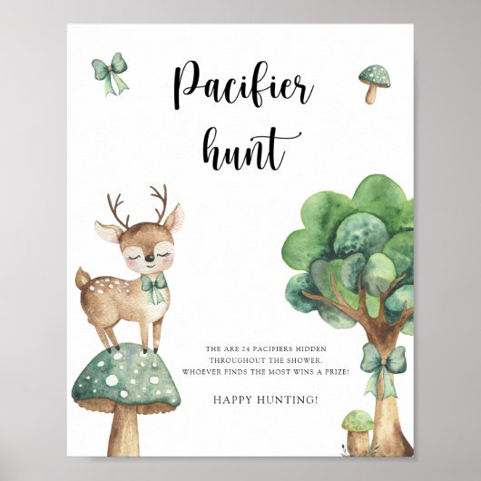 Herten - fopspeen jacht baby shower spel poster (Voorkant)