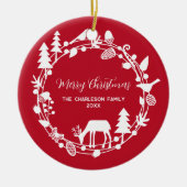 Herten Forest krans gepersonaliseerd Keramisch Ornament (Voorkant)