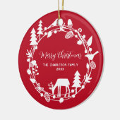 Herten Forest krans gepersonaliseerd Keramisch Ornament (Links)