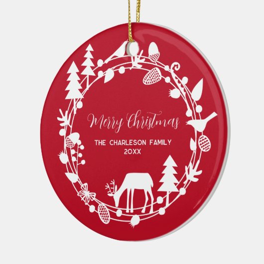 Herten Forest krans gepersonaliseerd Keramisch Ornament (Links)