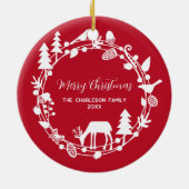 Herten Forest krans gepersonaliseerd Keramisch Ornament (Achterkant)