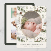 Herten Forest Mountain Geboorte Aankondiging (Voorkant / Achterkant)