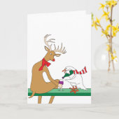 Herten & Gans Kerstkaart Kaart (Gele Bloem)