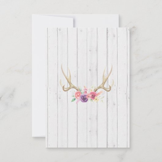 Herten Geboortige Huwelijksreceptie Kaarten Bloeme (Achterkant)