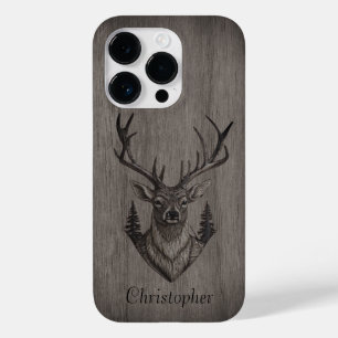 Herten - Gegraveerd hout - Gepersonaliseerde houte Case-Mate iPhone 14 Pro Hoesje