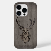 Herten - gegraveerd hout - gepersonaliseerde houte Case-Mate iPhone case (Achterkant)