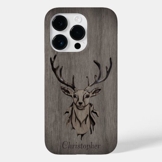 Herten - gegraveerd hout - gepersonaliseerde houte Case-Mate iPhone case (Achterkant)