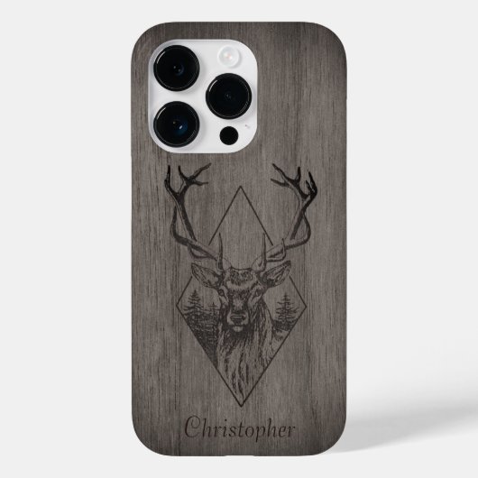 Herten - gegraveerd hout - gepersonaliseerde houte Case-Mate iPhone case (Achterkant)