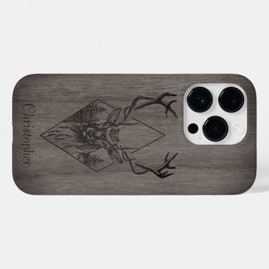 Herten - gegraveerd hout - gepersonaliseerde houte Case-Mate iPhone case (Achterkant (horizontaal))