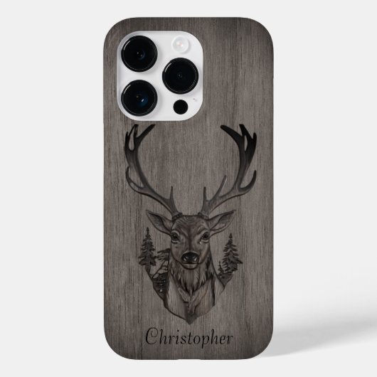 Herten - gegraveerd hout - gepersonaliseerde houte Case-Mate iPhone case (Achterkant)