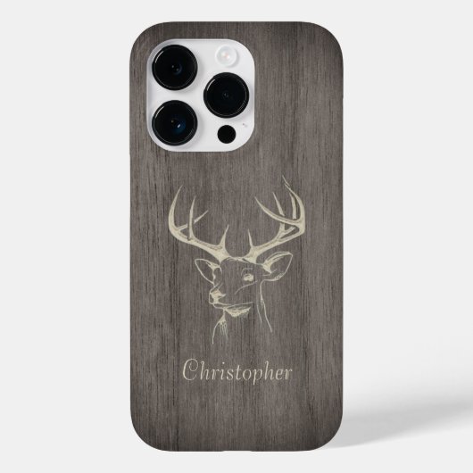 Herten - Gegraveerd hout - Gepersonaliseerde houte Case-Mate iPhone Case (Achterkant)