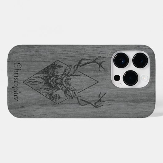 Herten - gegraveerd hout - houten Case-Mate iPhone case (Achterkant (horizontaal))