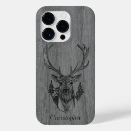 Herten - gegraveerd hout - houten Case-Mate iPhone 14 pro hoesje