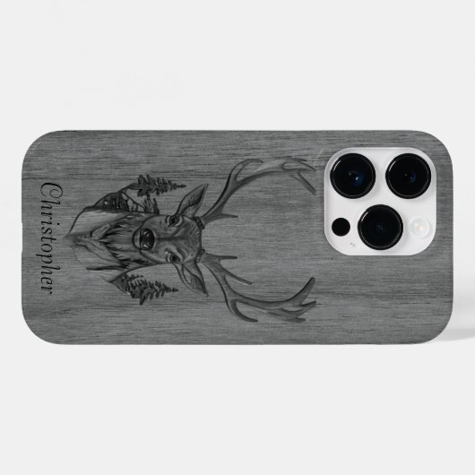 Herten - gegraveerd hout - houten Case-Mate iPhone case (Achterkant (horizontaal))