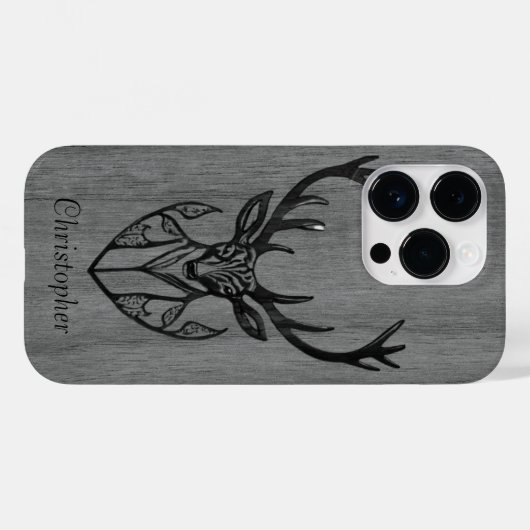 Herten - gegraveerd hout - houten Case-Mate iPhone case (Achterkant (horizontaal))