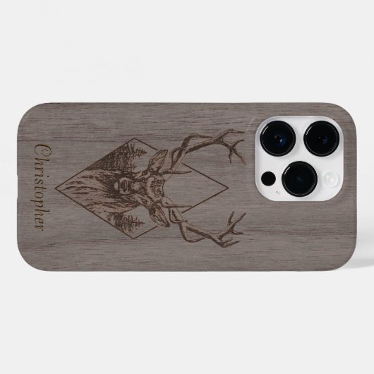 Herten - gegraveerd hout - houten Case-Mate iPhone case (Achterkant (horizontaal))