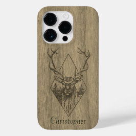 Herten - gegraveerd hout - houten Case-Mate iPhone 14 pro hoesje
