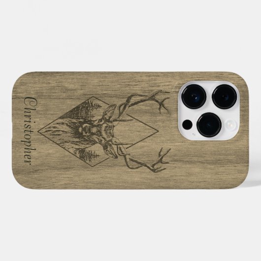 Herten - gegraveerd hout - houten Case-Mate iPhone case (Achterkant (horizontaal))