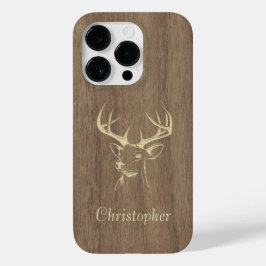 Herten - gegraveerd hout - houten Case-Mate iPhone 14 pro hoesje