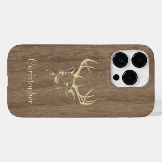 Herten - gegraveerd hout - houten Case-Mate iPhone case (Achterkant (horizontaal))