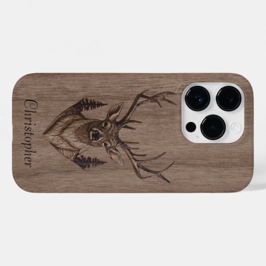 Herten - gegraveerd hout - houten Case-Mate iPhone case (Achterkant (horizontaal))
