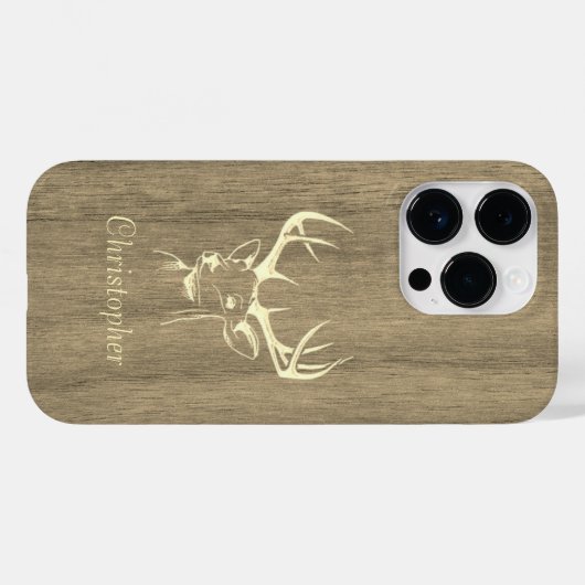 Herten - gegraveerd hout - houten Case-Mate iPhone case (Achterkant (horizontaal))