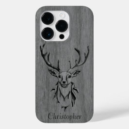 Herten - gegraveerd hout - houten Case-Mate iPhone 14 pro hoesje