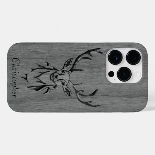 Herten - gegraveerd hout - houten Case-Mate iPhone case (Achterkant (horizontaal))