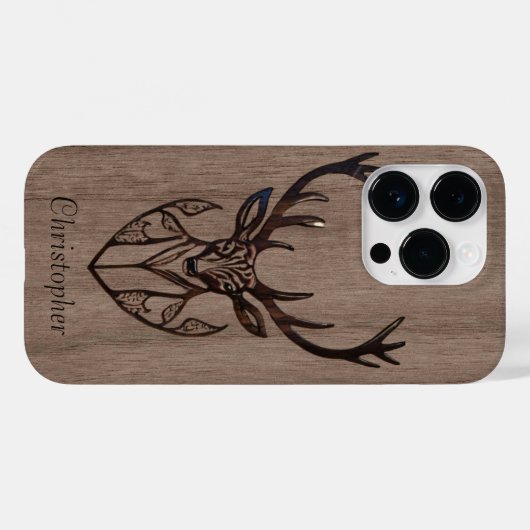 Herten - gegraveerd hout - houten Case-Mate iPhone case (Achterkant (horizontaal))