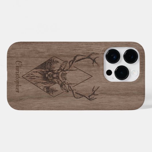 Herten - gegraveerd hout - houten Case-Mate iPhone case (Achterkant (horizontaal))