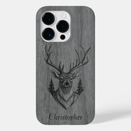Herten - gegraveerd hout - houten Case-Mate iPhone 14 pro hoesje