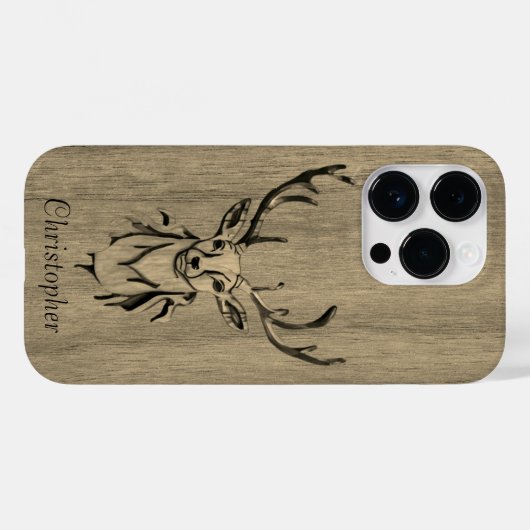 Herten - gegraveerd hout - houten Case-Mate iPhone case (Achterkant (horizontaal))