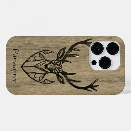 Herten - gegraveerd hout - houten Case-Mate iPhone case (Achterkant (horizontaal))